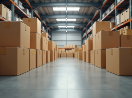 Empiler cartons : astuces pratiques pour optimiser l’espace de stockage Empilement organisé de cartons dans un entrepot lumineux