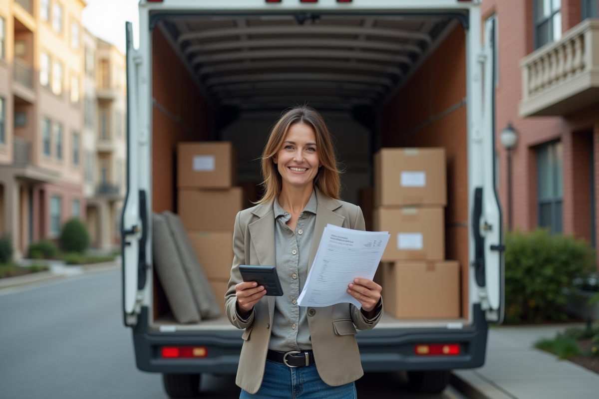 Femme calculant son budget de déménagement