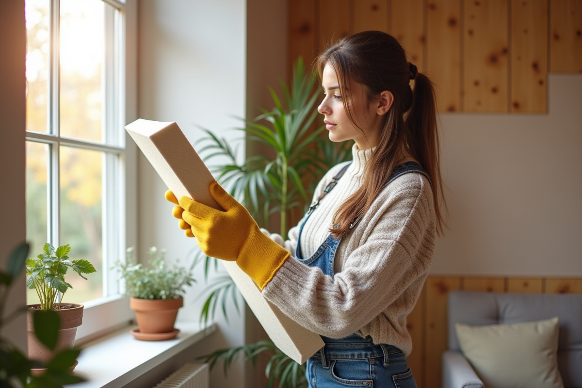 Jeune femme examinant une plaque d