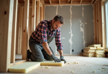 Meilleur matériau isolant : Comment bien choisir pour une isolation efficace ? Hommes posant de l'isolation en laine minérale dans une maison en rénovation