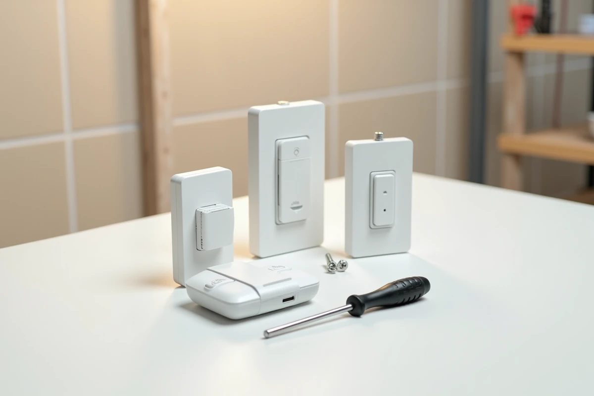 Kit radio Yokis va-et-vient composé d'un émetteur sans fil et d'un récepteur encastrable pour rénovation électrique